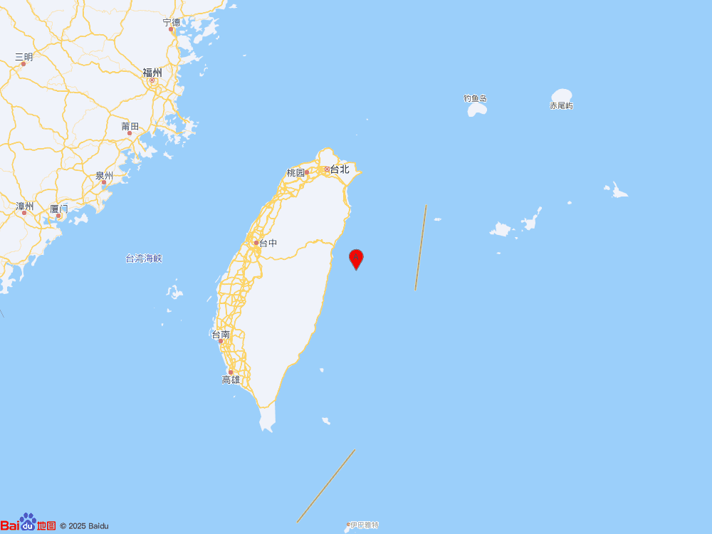 台湾花莲县海域（北纬23.89度，东经121.94度）发生4.9级地震